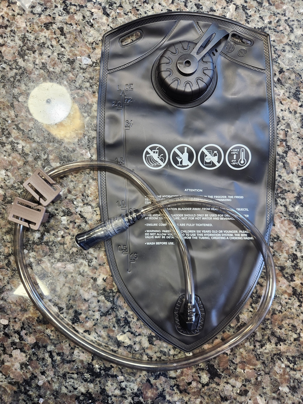 New, Sealed Hydration Bladder Reservoir with Drinking Tube - Black